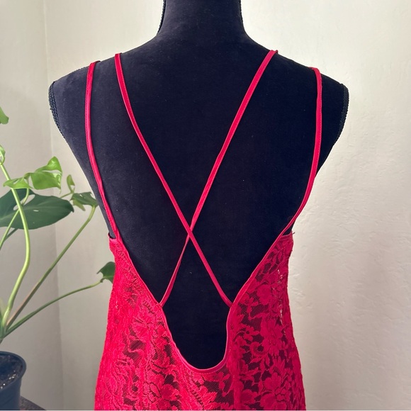 Red Lace Slip Dress - Picture 7 of 16